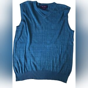 Alan Flusser Blue Sleeveless Silk Sweater Vest